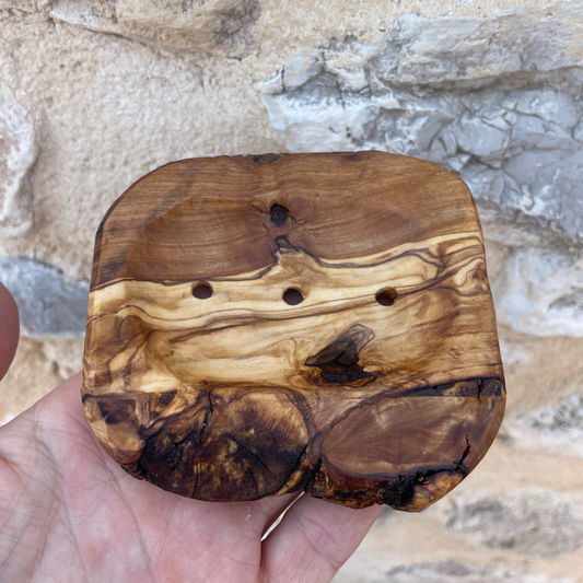 Olive wood hand-made soap dish